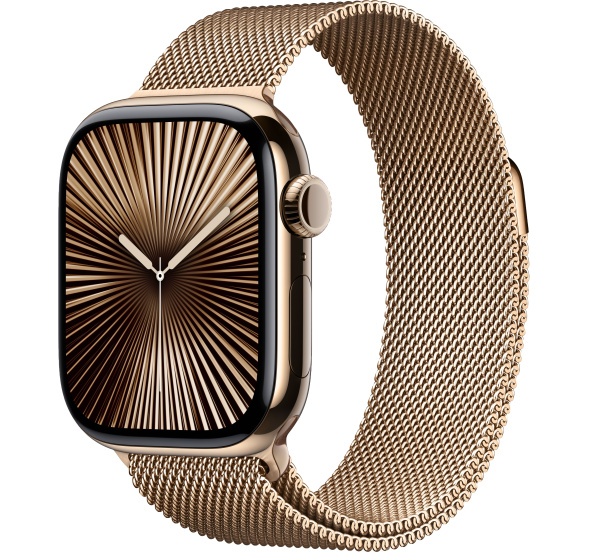 Apple Watch Series 10 42mm Gold Titanium Case with Gold Milanese Loop (GPS + LTE)