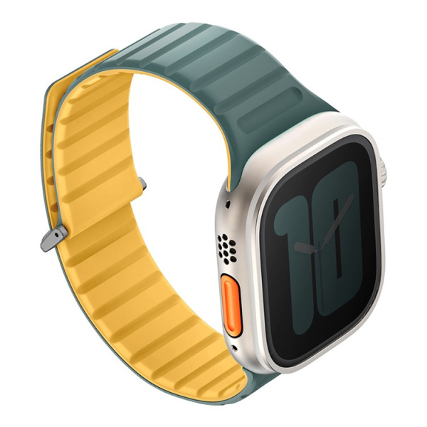 Ремешок Uniq для Apple Watch 42-49 mm Revix EVO Reversible Magnetic Viridian Green / Burnt Yellow