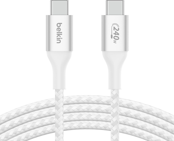 Кабель Belkin BoostCharge 240W USB-C to USB-C 2м Braided Cable Белый