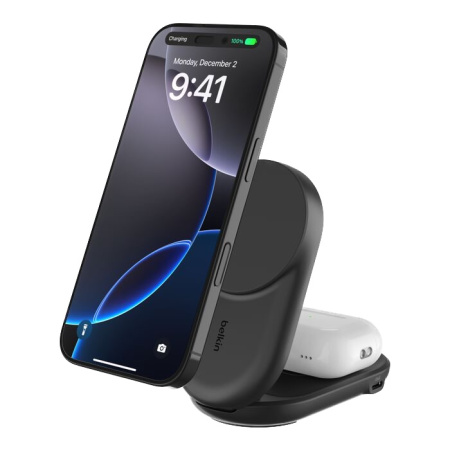 Беспроводное зарядное устройство Belkin UltraCharge 2-in-1 Foldable Magnetic 25W Qi2 Wireless charger (Round) Черный