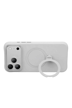 Защитный чехол Keephone Rovana Soft Touch Silicone Case With Flexible Ring (Magsafe) для iPhone 18 Pro/17 Pro White