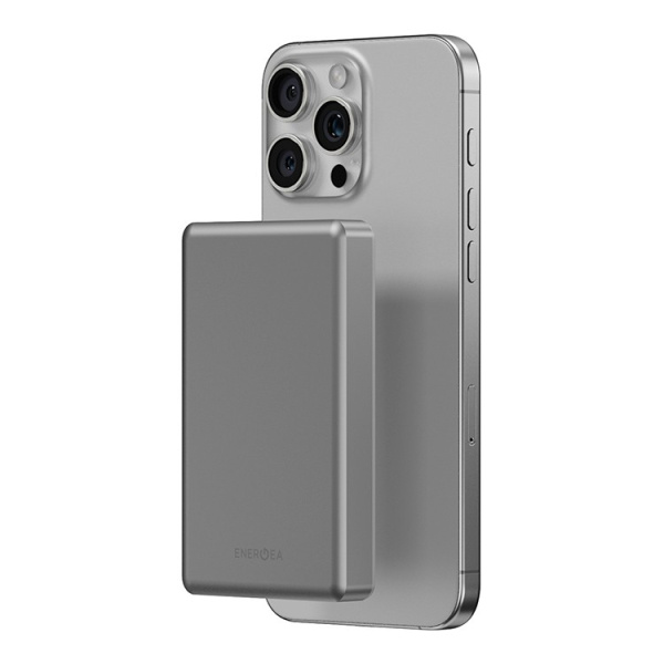 Внешний аккумулятор EnergEA AluPac 10K MagSafe 10000 мАч 15W, USB-C 20W Ultra Light Aluminium Natural Titanium