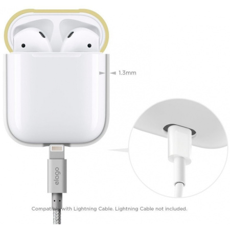 Чехол Elago для AirPods Silicone DUO White с крышками Pink/Yellow Чехол Elago для AirPods Silicone DUO White с крышками Pink/Yellow