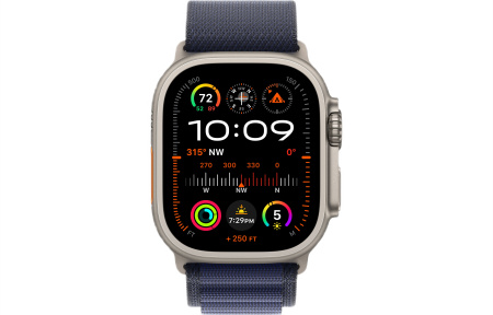 Часы Apple Watch Ultra 2 (2024) 49mm Natural Titanium Case with Navy Alpine Loop Band - Medium (GPS + Cellular)