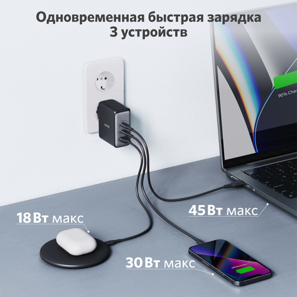 Сетевое зарядное устройство Anker PowerPort Nano II GaN 100 Вт