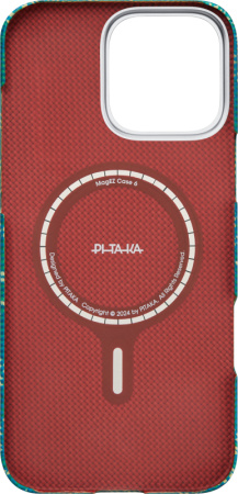 Чехол Pitaka Monogram Tactile Woven для iPhone 16 Pro Gold/Green