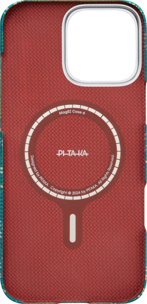 Чехол Pitaka Monogram Tactile Woven для iPhone 16 Pro Gold/Red