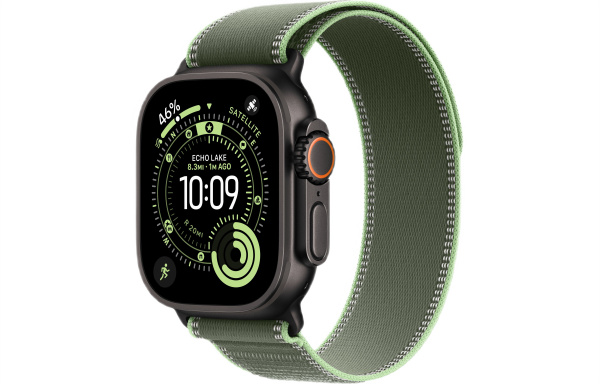 Apple Watch Ultra 3 (2025) 49mm Black Titanium Case with Green/Neon Blue Trail Loop (GPS + Cellular) (S/M)