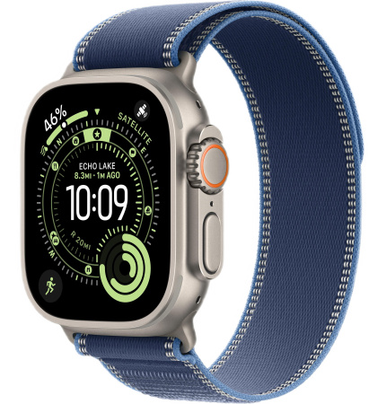Apple Watch Ultra 3 (2025) 49mm Natural Titanium Case with Blue/Bright Blue Trail Loop (GPS + Cellular) (S/M)