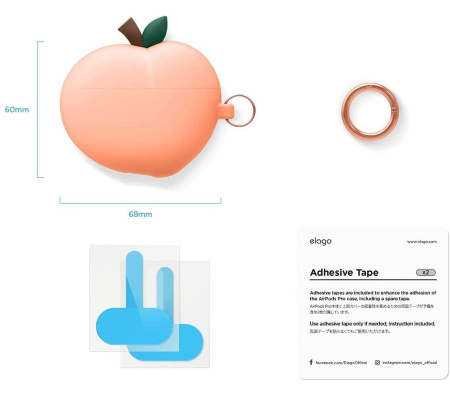 Чехол Elago Peach Silicone Hang Сase для AirPods 3 (2021) Peach