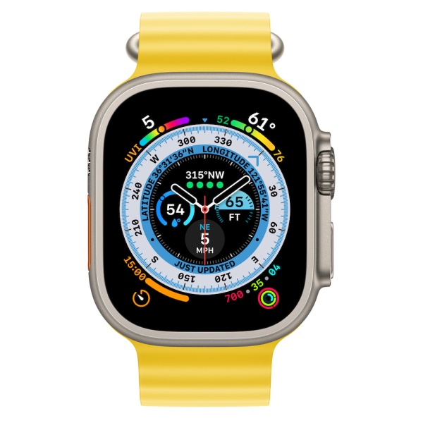 Apple Watch Ultra 49mm Titanium Case with Yellow Ocean Band (GPS + Cellular)