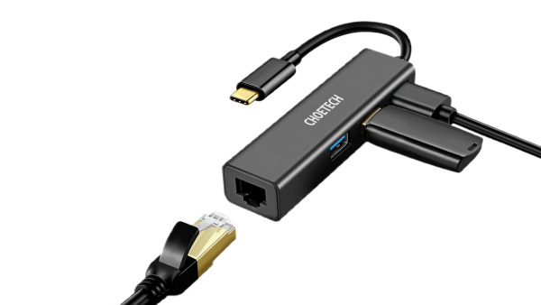USB-концентратор Choetech 4 в 1 3 x USB 3.0, RJ45 (HUB-U02)