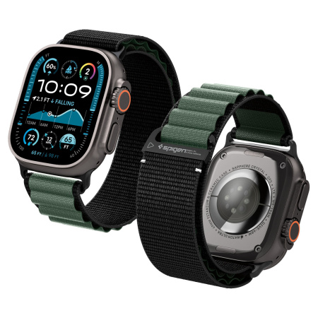 Ремешок Spigen WBF1 Band для Apple Watch 6/7/8/9/10 /SE/Ultra 1/2 44/45/46/49mm Black/Green
