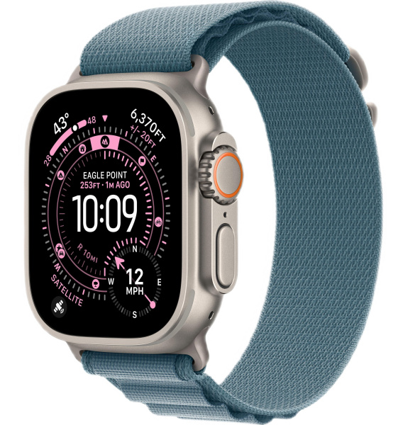 Apple Watch Ultra 3 (2025) 49mm Natural Titanium Case with Light Blue Alpine Loop - Small (GPS + Cellular)