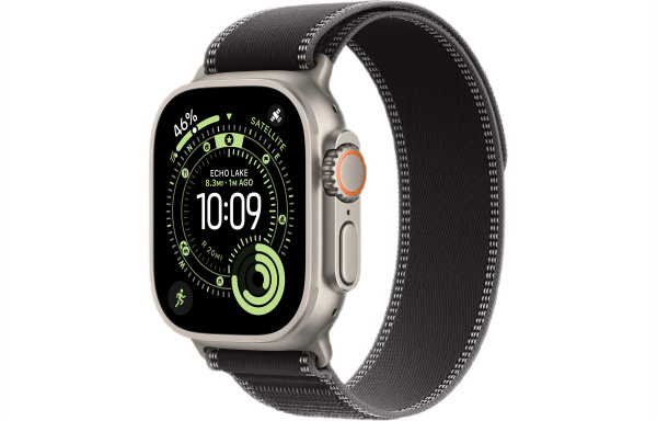 Apple Watch Ultra 3 (2025) 49mm Natural Titanium Case with Black/Charcoal Trail Loop (GPS + Cellular) (M/L)
