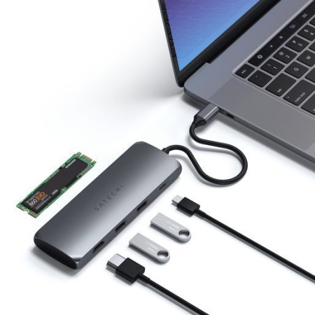 Адаптер Satechi USB-C Hybrid Multiport Adapter (with SSD Enclosure) Space Gray