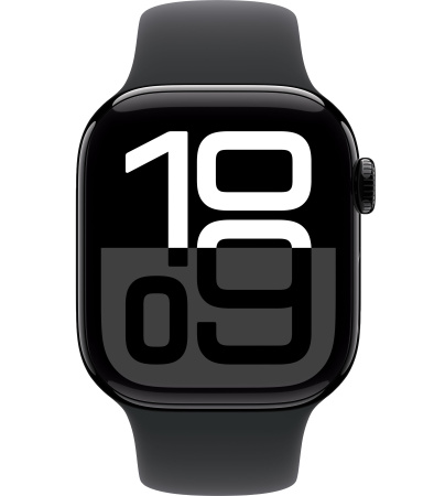 Часы Apple Watch Series 10 46mm Jet Black Aluminum Case with Black Sport Band (GPS) (размер M/L)