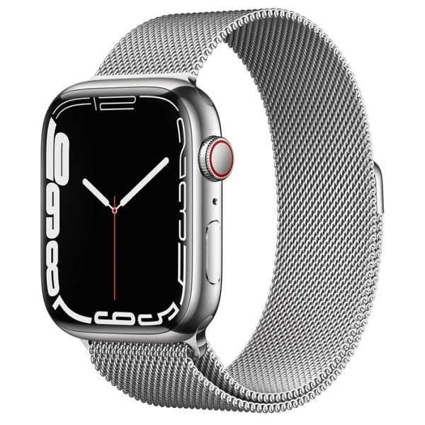 Apple Watch Series 7 45mm Silver Stainless Steel Case with Milanese Loop Silver (GPS+ Cellular) (Уцененные)