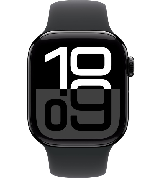 Apple Watch Series 10 42mm Jet Black Aluminum Case with Black Sport Band (GPS) (размер M/L)