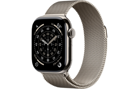 Часы Apple Watch Series 11 46mm Natural Titanium Case with Natural Milanese Loop (GPS + LTE) S/M