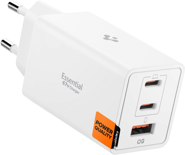 Блок питания Spigen EE673EU Essential 3-PORT CHARGER 67W White