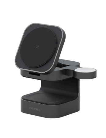 Беспроводное зарядное устройство Energea MagCube 3-in-1 Magnetic Foldable wireless 15W Qi2.0 Gunmetal Беспроводное зарядное устройство Energea MagCube 3-in-1 Magnetic Foldable wireless 15W Qi2.0 Gunmetal