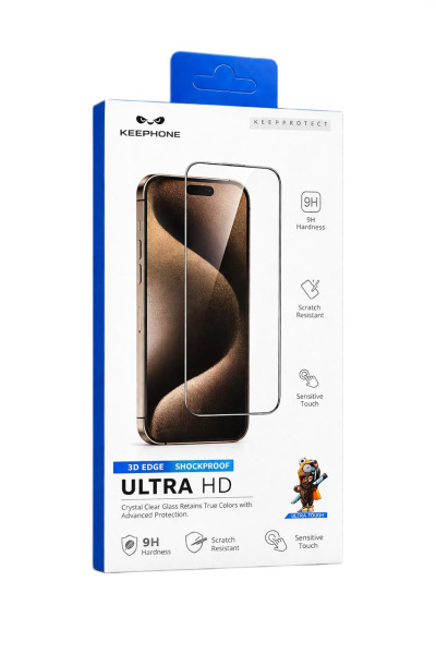 Защитное стекло для iPhone 16e/14/13/13 Pro Keephone Ultra Hd Full Glue Glass