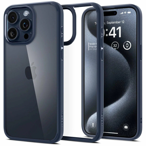 Защитный чехол Spigen Ultra Hybrid для iPhone 15 Pro Navy Blue