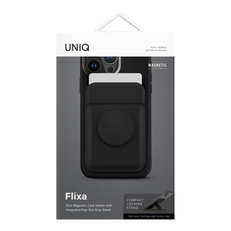 Магнитный бумажник UNIQ Flixa Magnetic Card Wallet with MagSafe Jet Black