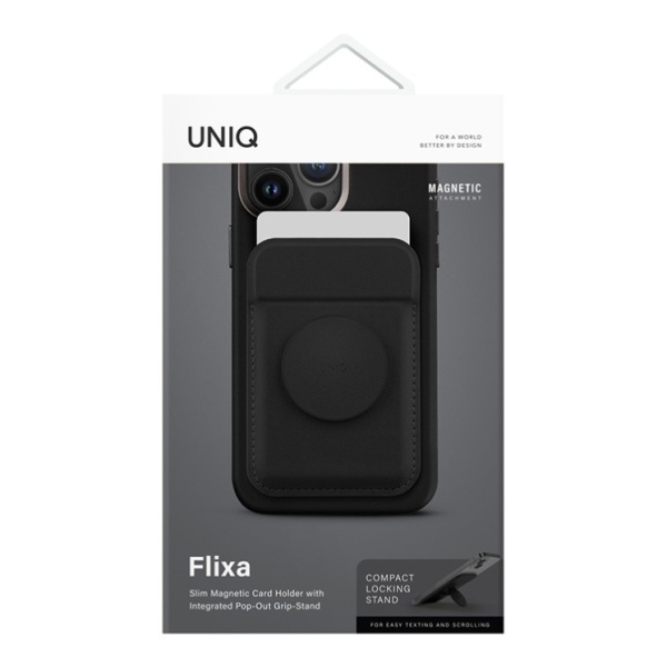Магнитный бумажник UNIQ Flixa Magnetic Card Wallet with MagSafe Jet Black