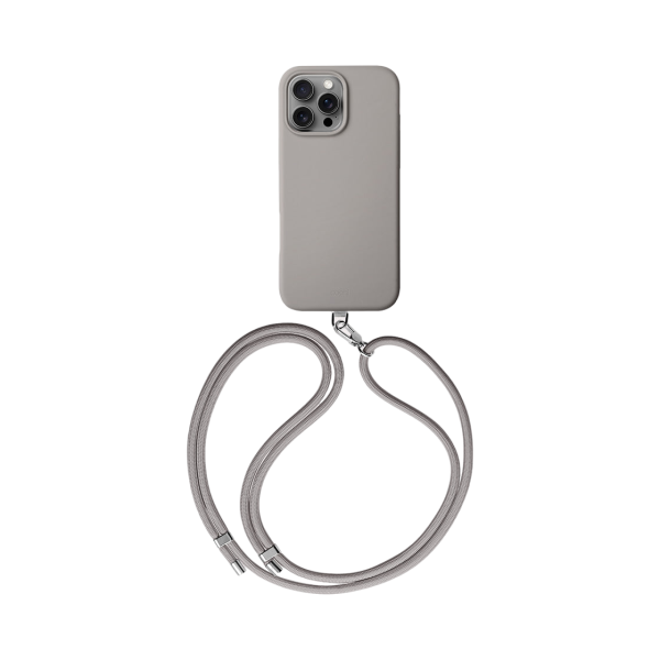 Защитный чехол Uniq Coehl Creme Liquid Silicone MagSafe для iPhone 16 Pro с ремешком Taupe Grey