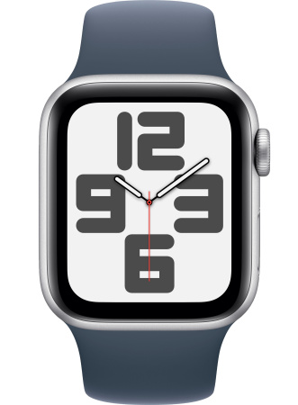 Часы Apple Watch SE (2023) 40mm Silver Aluminium Case with Storm Blue Sport Band (GPS) (размер M/L)