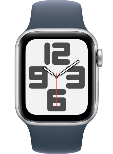Часы Apple Watch SE (2023) 40mm Silver Aluminium Case with Storm Blue Sport Band (GPS) (размер S/M)