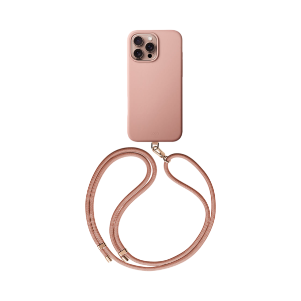 Защитный чехол Uniq Coehl Creme Liquid Silicone MagSafe для iPhone 16 Pro с ремешком Bullet Pink