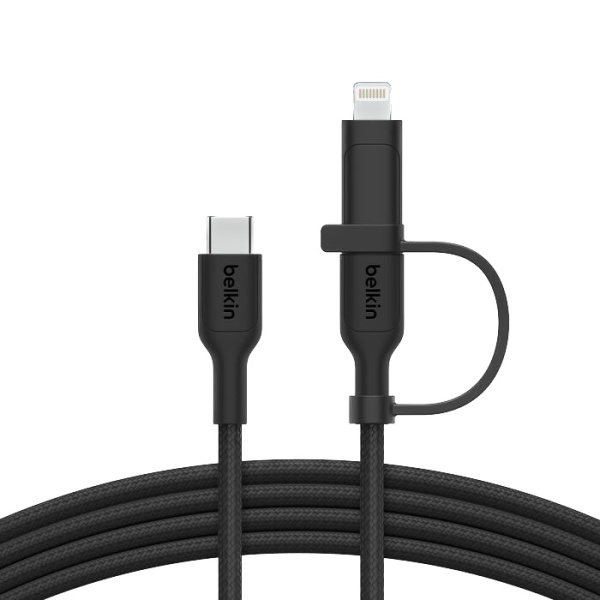 Кабель Belkin 2in1 60W USB-C / Lightning To USB-C 1,5м Braided Cable Черный