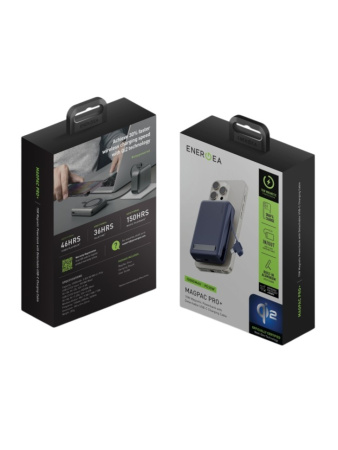 Внешний аккумулятор EnergEA MagPac PRO Plus (CCC) 10000mAh Magsafe QI2 15W USB-C 20W with cable and Stand Blue