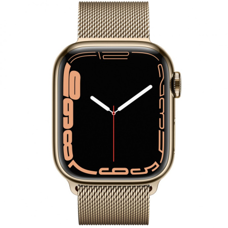 Часы Apple Watch Series 7 41mm Gold Stainless Steel Case with Milanese Loop Gold (GPS+ Cellular)