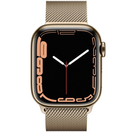 Apple Watch Series 7 45mm Gold Stainless Steel Case with Milanese Loop Gold (GPS+ Cellular)