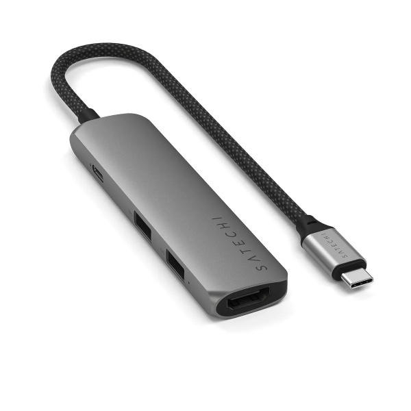 Адаптер Satechi 4-in-1 USB-C Slim Multiport Adapter 4K 1хUSB-C PD 2xUSB-A 3.2 Gen2 1хHDMI 4K@60Hz Space Grey