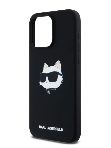 Чехол Karl Lagerfeld для iPhone 15 Pro Max Liquid Silicone NFT MagSafe Choupette Head Black