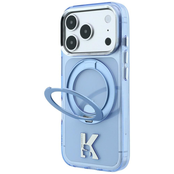 Защитный чехол Lagerfeld для iPhone 18 Pro Max/17 Pro Max Ring stand Light Blue (MagSafe)