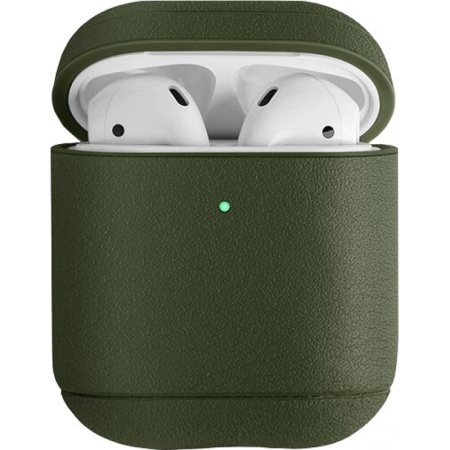 Чехол Uniq Terra Genuine Leather для AirPods с беспроводной зарядкой Olive