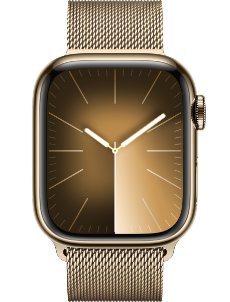 Часы Apple Watch Series 9 41mm Gold Stainless Steel Case with Gold Milanese Loop (GPS + LTE)