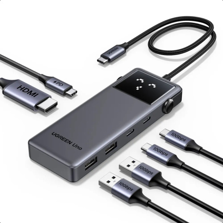 Usb - хаб UGREEN CM888 (35998) UNO 6-in-1 4K@60Hz USB-C To HDMI+2xUSB-A 3.2 +2xUSB-C 3.2 +PD Gray