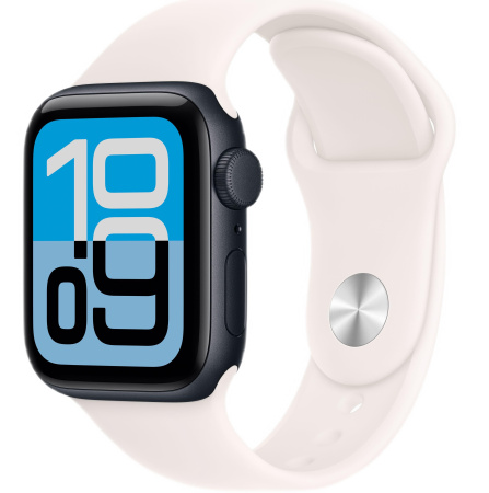 Часы Apple Watch SE 3 (2025) 40mm Midnight Aluminum Case with Starlight Sport Band (GPS) (размер M/L)