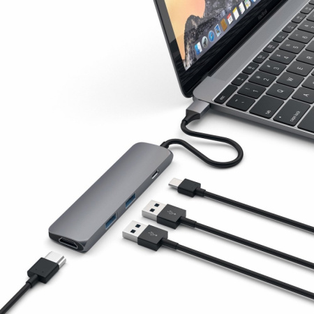 USB-концентратор Satechi Slim Aluminum Type-C Multi-Port Adapter 4K Space Gray ST-CMAM
