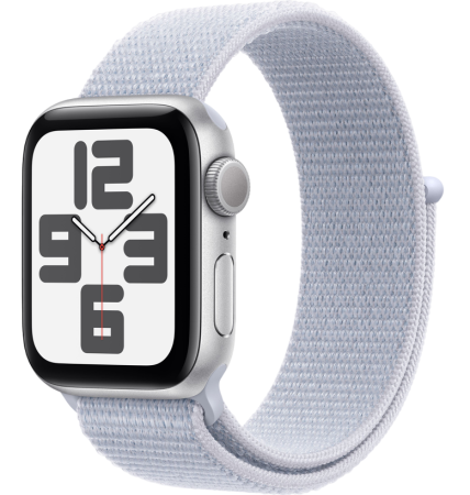 Apple Watch SE (2024) 40mm Silver Aluminum Case with Blue Cloud Sport Loop (GPS)