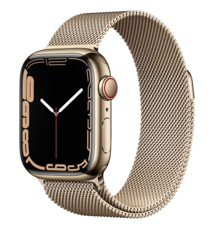 Apple Watch Series 7 45mm Gold Stainless Steel Case with Milanese Loop Gold (GPS+ Cellular)