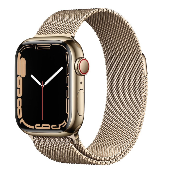 Часы Apple Watch Series 7 45mm Gold Stainless Steel Case with Milanese Loop Gold (GPS+ Cellular)