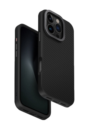 Защитный чехол Uniq для iPhone 16 Pro Max KEVA Max Kevlar MagSafe with Camera stand Black Защитный чехол Uniq для iPhone 16 Pro Max KEVA Max Kevlar MagSafe with Camera stand Black